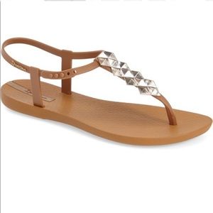 Ipanema Brown Cleo Shine Pyramid Stud Sandals